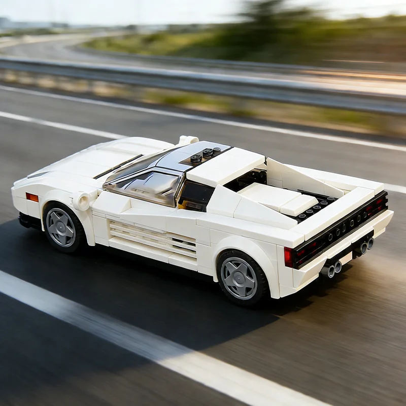 310 PCS Speedy Sports Car Testarossa - Miami Vice MOC Customize Modular Building Block Educational Design DIY Festival Toy Gift