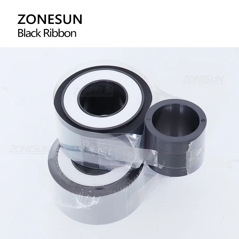 ZONESUN 200M 1 Set Pita Termal Hitam untuk ZS-DC24A Pembuat Kode Cetak Tanggal