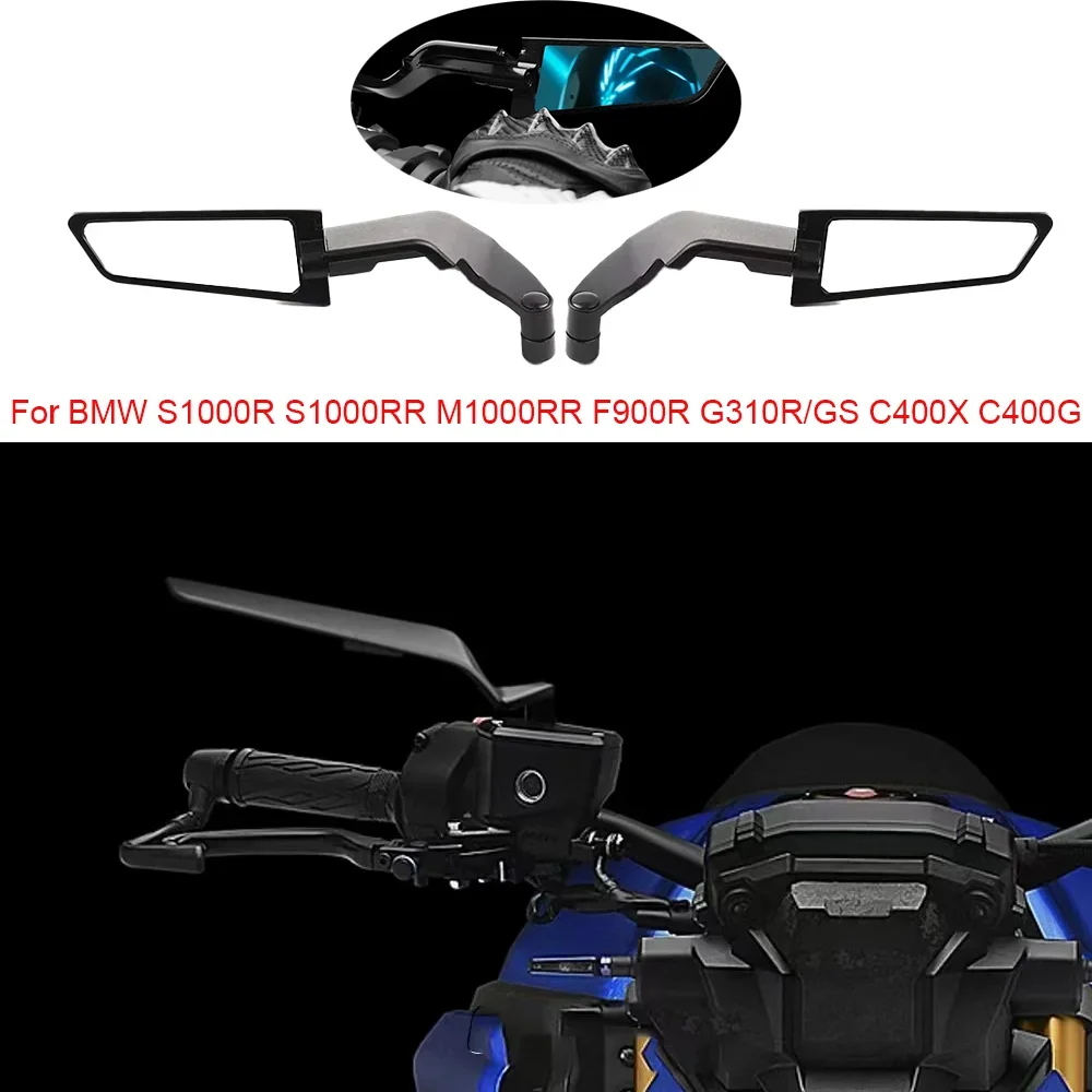 

For BMW S1000R S1000RR M1000RR F900R G310R/GS C400X C400GT Motorcycle invisible wing mirror Rotary adjustable rear view mirror