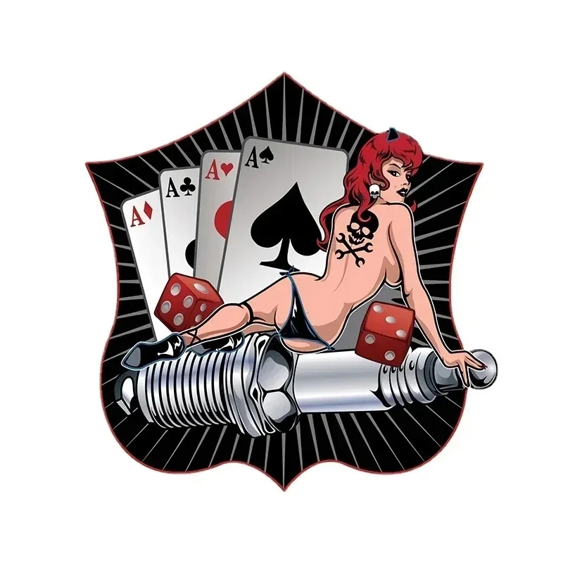 الكلاسيكية شرارة التوصيل دبوس حتى فتاة الكرتون ملصق مائي ذاتية اللصق الساخن قضيب سيارة ملصق السيارات دراجة نارية السائق الديكور 13 سنتيمتر x 12.5 سنتيمتر