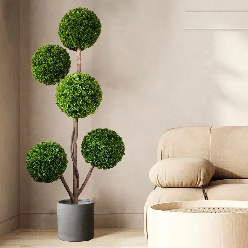 simulation green plant rice blue potted plant indoor large spherical floor ornament