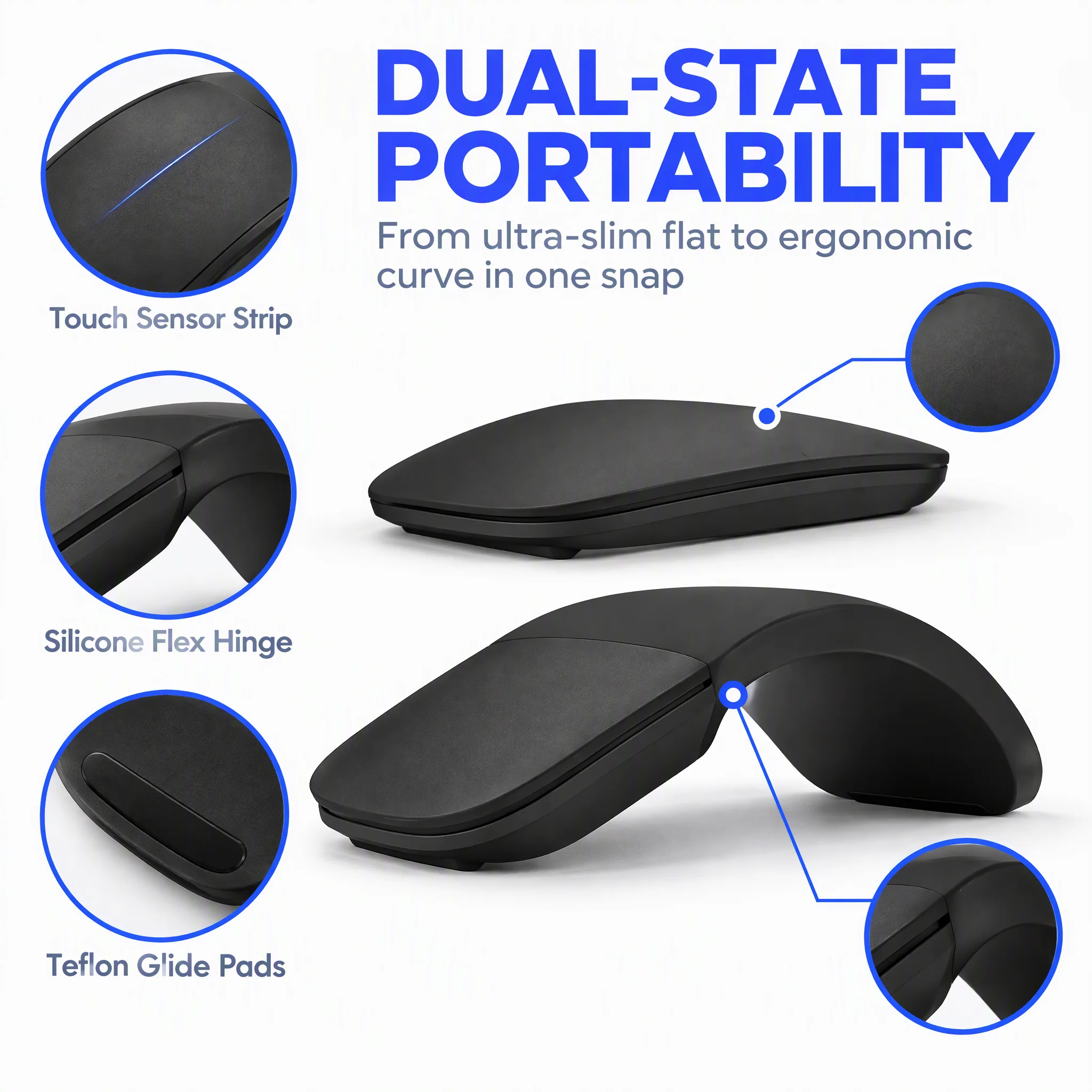 Arc Mouse Optical Mouse Ultra Thin Foldable Bluetooth Wireless Mouse Ergonomic Portable 3D Touch Mice Office Universal