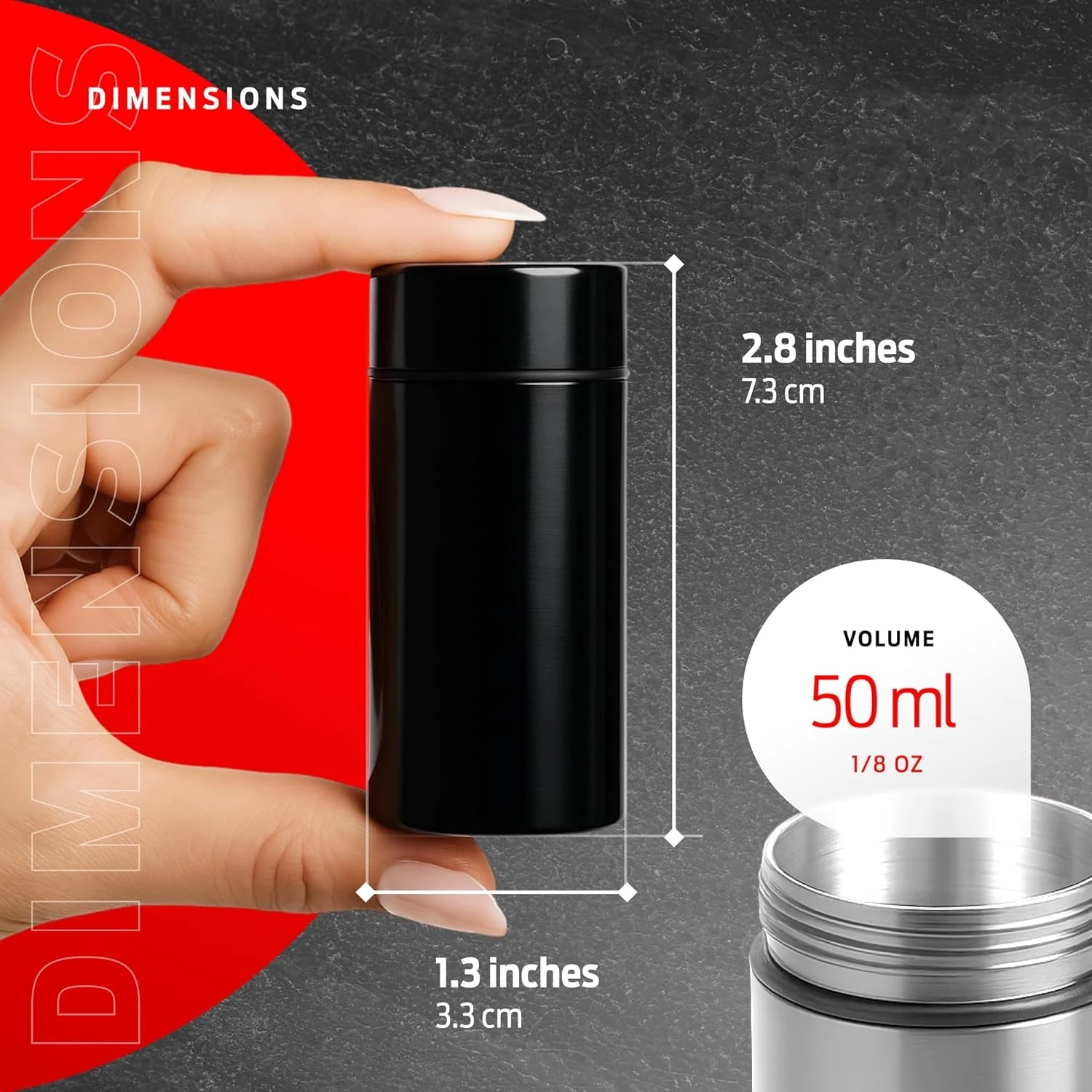 جرة مقاومة للرائحة 50 مل 1/8 أونصة حاوية تخزين محكمة الغلق محمولة متعددة الاستخدام زجاجة مخبأة من الألومنيوم للقهوة والأعشاب والتوابل للحفاظ على الحر