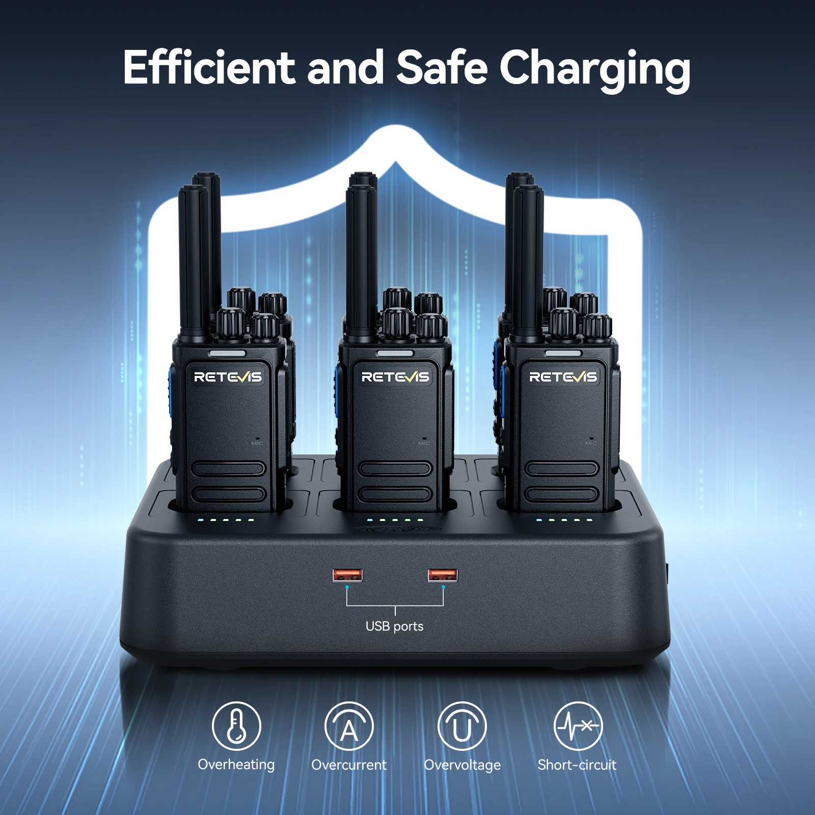 Retevis MateTalk B64 جهاز اتصال لاسلكي 6 قطعة راديو محمول ثنائي الاتجاه متين للحد من الضوضاء راديو VOX Type-C لمواقع البناء