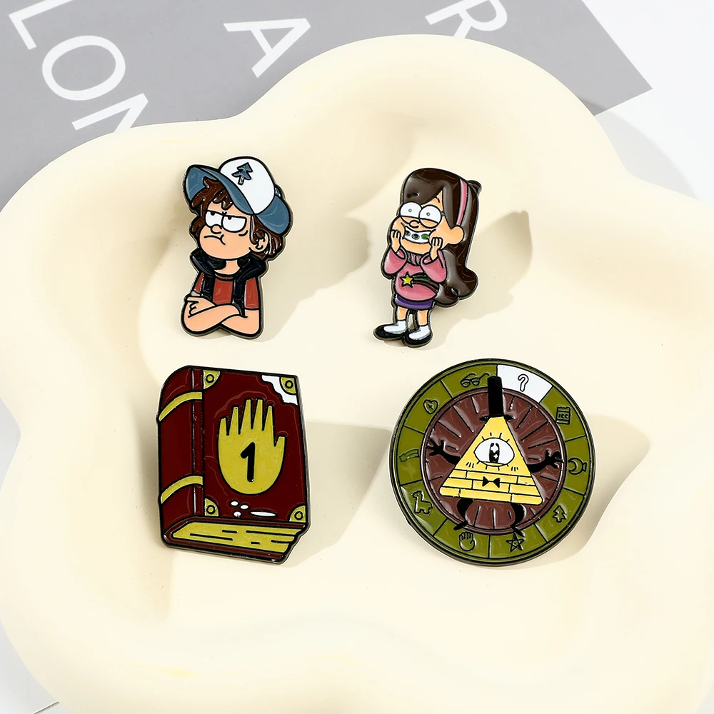 الجاذبية يقع التلبيب دبابيس ديزني أنيمي الشكل مابل قحافة الصنوبر شارة معدنية المينا بروش للأطفال هدايا مجوهرات ظهره دبابيس #2