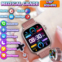 2024 New Medical Grade Smart Watch Ladies for Android Xiaomi Ios Watches Blood Glucose Oxygen Lipid Health Call Smartwatch Women