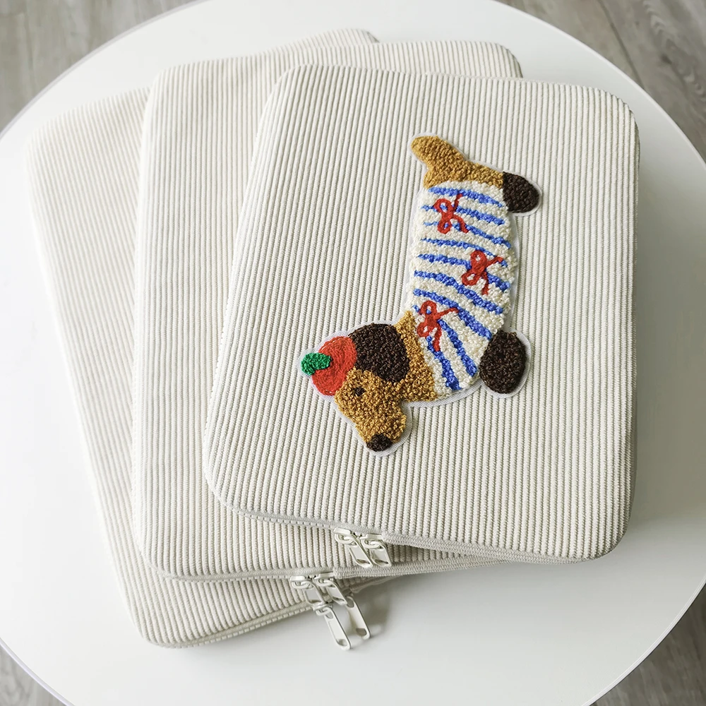 Capa fofa para laptop de cachorro salsicha, adequada para MacBook Air/Pro, bolsa para laptop para meninas Dell, vem com capa para tablet de 11 a 15,6 polegadas