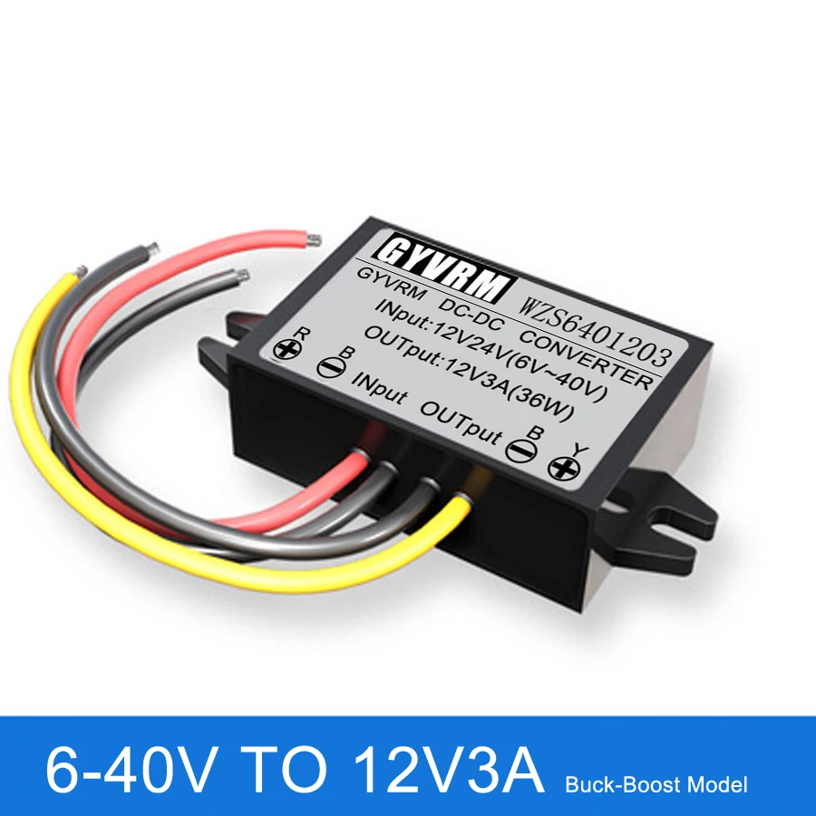 DC-DC 6-40V to 12V 1A 2A 3A Boost-buck Model 12V to 12V 3A 36W converter