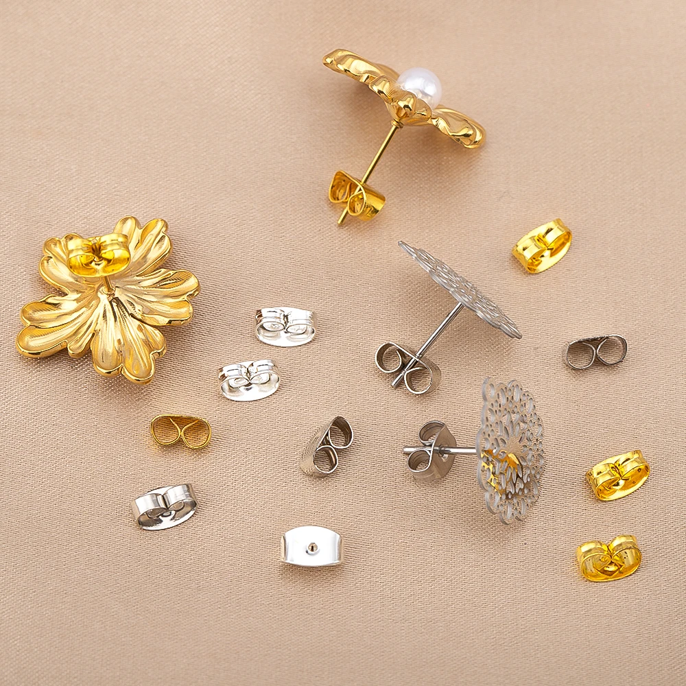 100pcs/Lot 4.3x6.4mm Metal Ear Plug Stud Earrings Backs Stopper For DIY Jewelry Findings Accessories Earrings Connectors