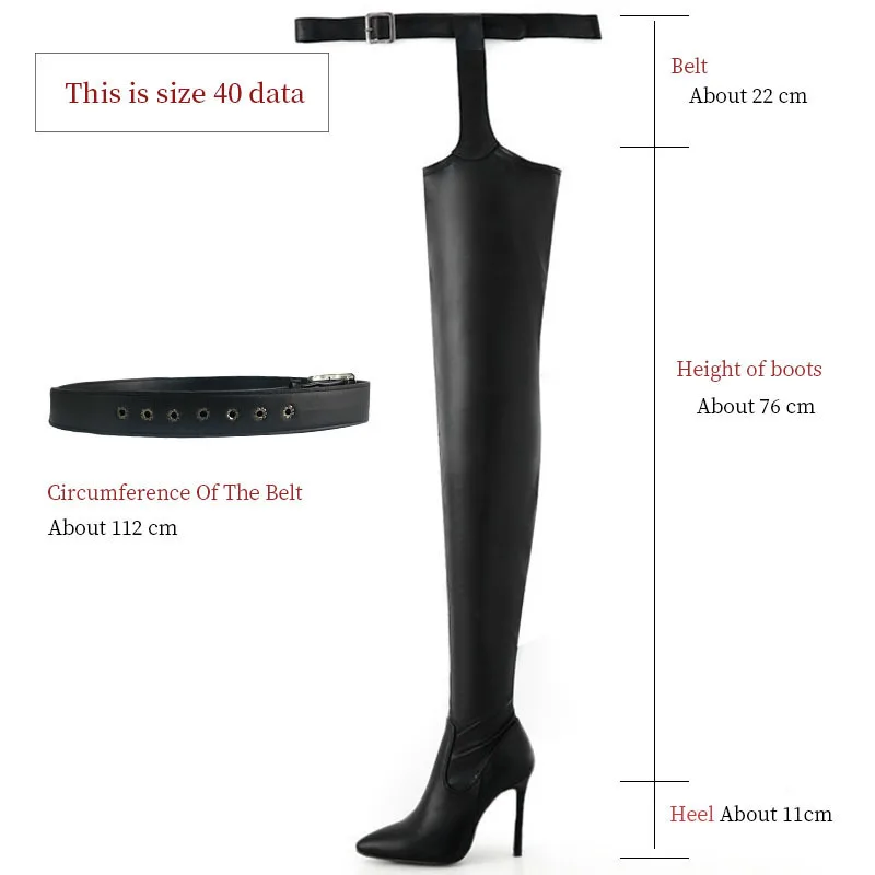 White Over The Knee Boots Stiletto Belt Buckle Waterproof Thigh High Boot Sexy High Heels Night Club Party Shoes image 6