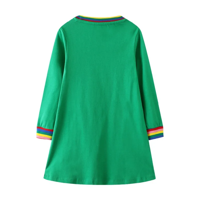 Jumping Meters Long Sleeve Children\'s Dresses Animals Cats Embroidery Autumn Party Girls Frocks Cotton Clothing Toddler Costume
