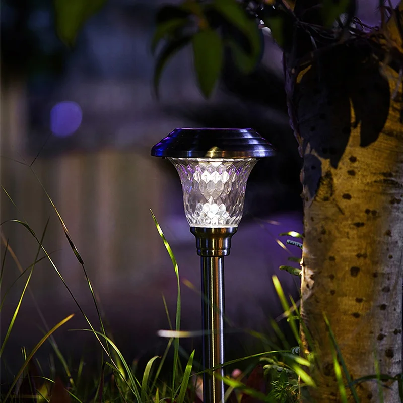 Stainless Steel Waterproof Solar Garden Light for Outdoor Decoration RGB Color Temperature DC Power Supply