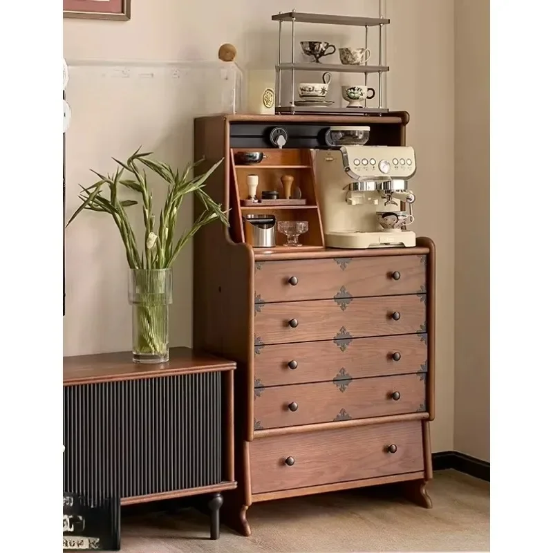 French Retro Solid Wood Living Room Sofa Storage Side Cabinetl16