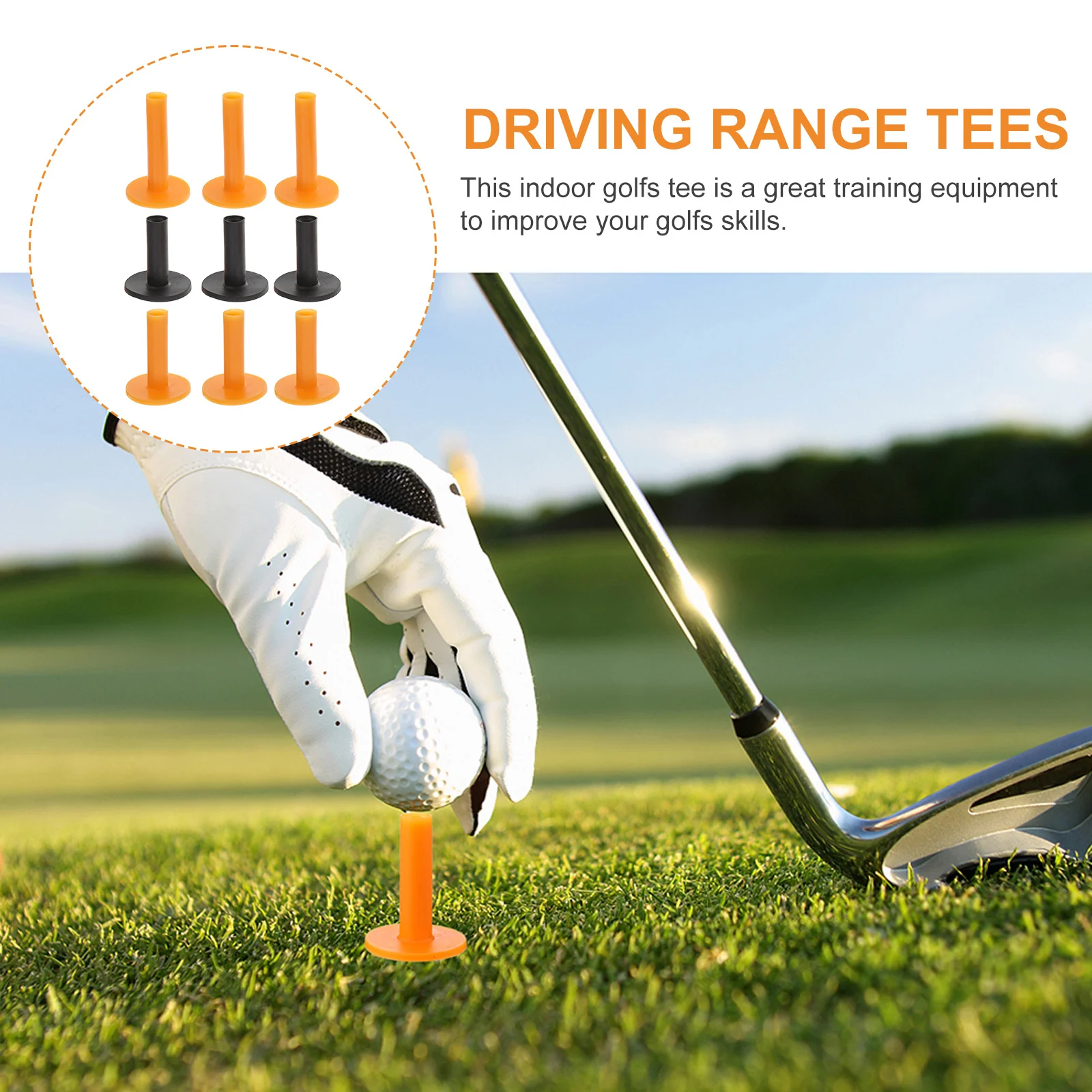 

9Pcs Rubber Golf Tees Sturdy Portable Indoor Training Practice Mat Driving Range Golf Accessories Golfs Tees Golfs Supplies