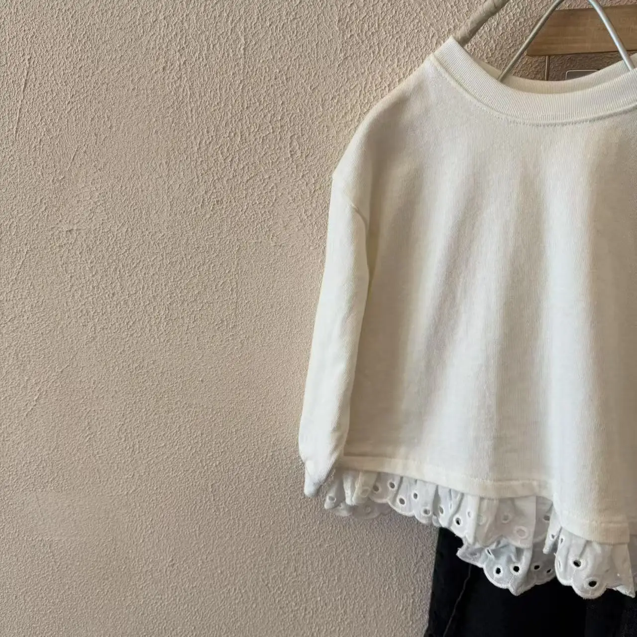 الغزلان جونمي 2025 جديد الخريف طفل الفتيات طويلة الأكمام تي شيرت الدانتيل المرقعة البلوفرات القمم الكورية نمط الأطفال عادية تيز #6