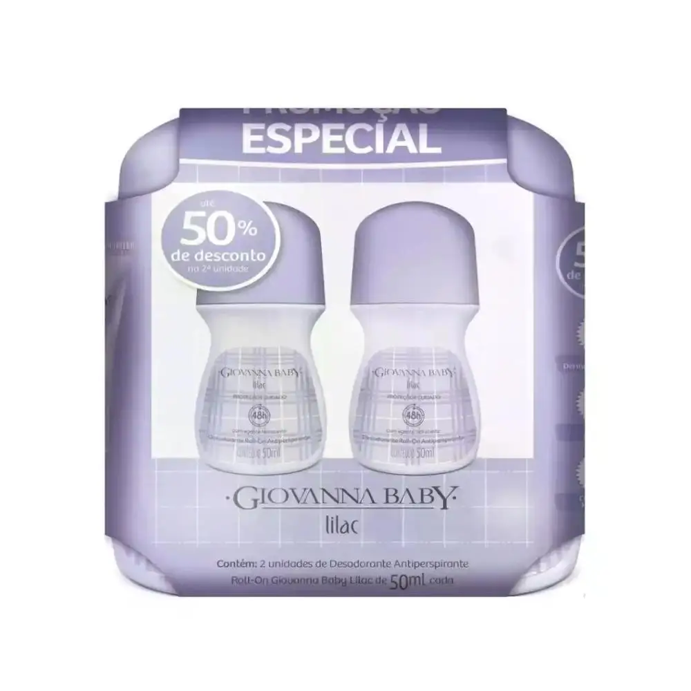 Kit with 2 Roll-On Deodorant Lilac Giovanna Baby 50ML