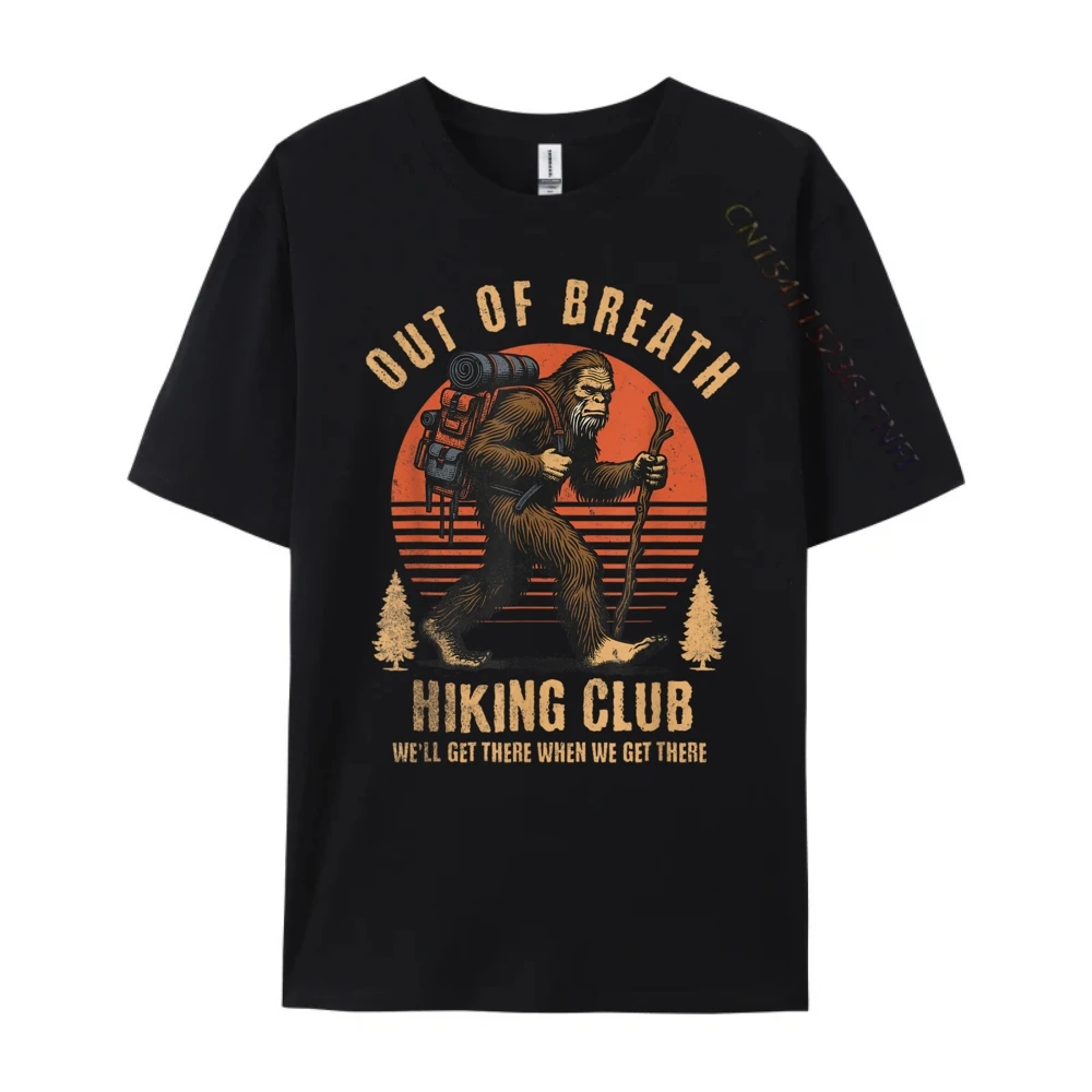 Out of Breath Hiking Society Club Funny Outdoor Walk Groups Pink Graphic Tees Cheap Man Tops Tees Large Size