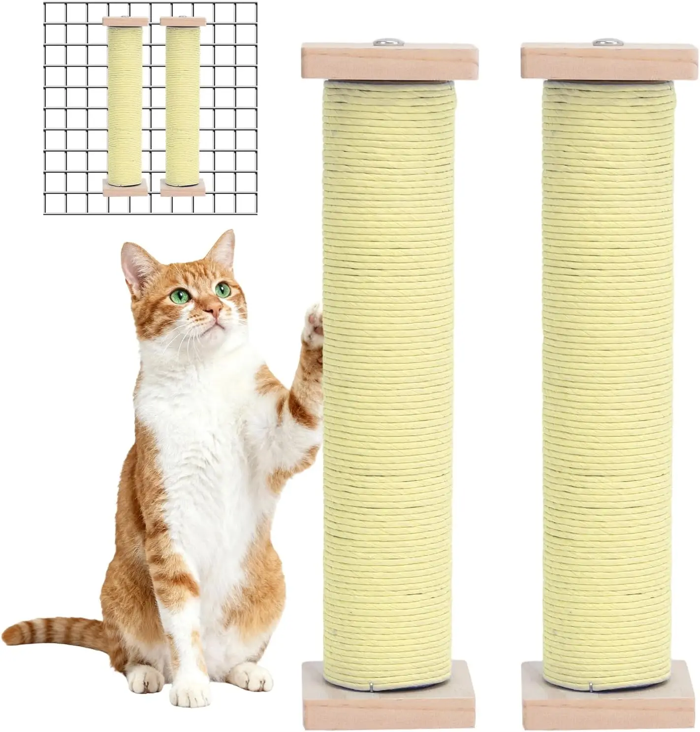 

2 Pack Cat Scratching Post for Crate Cage, Wall Mounted Cat Scratcher Post with Self Groomer and Massager, Cat Cage Scra
