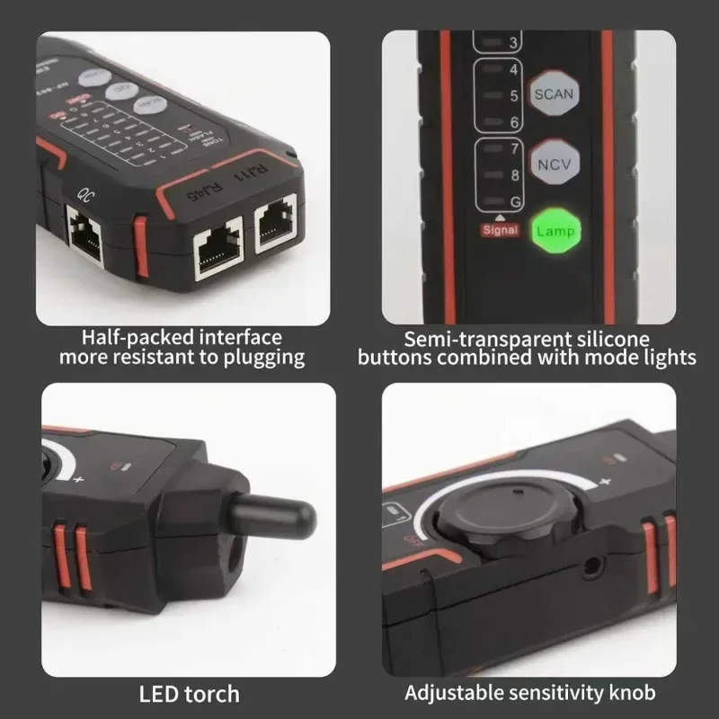 ZC-802G Portable POE Live Wire Detector Rechargeable Anti-Noise Cable Tracker Network Line Testing Equipment