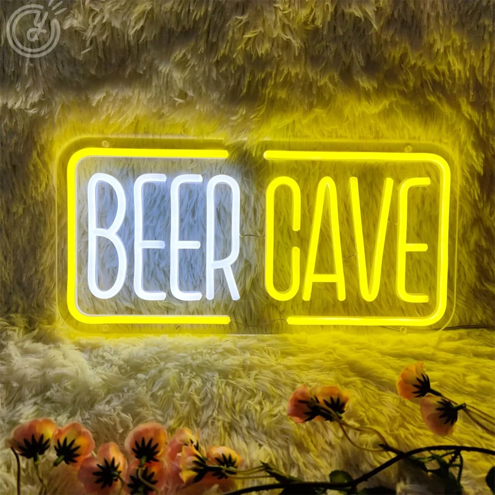 Beer Cave Neon Sign,Beer Neon Lights for Wall Decor,Dimmable Beer Neon Light Sign,Neon Beer Sign Light up Sign for Bar Music