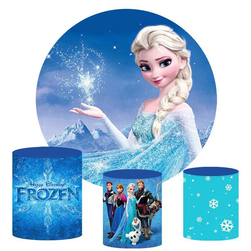 

Disney Princess Frozen Party Background Decors Round Customized Backdrop Children's Birthday Decoration Wedding Banner