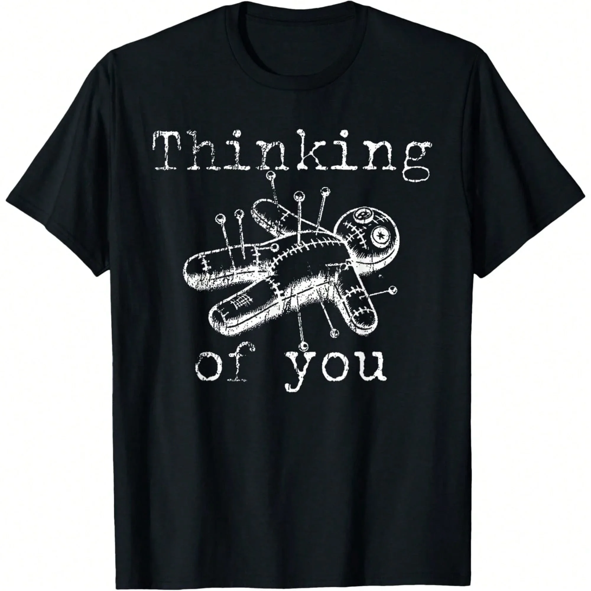 Fun Voodoo Doll T-Shirt, Slightly Stretchy, Regular Fit, Retro Print, Suitable For Camping, Fishing, Hiking, And Cycling, Gift