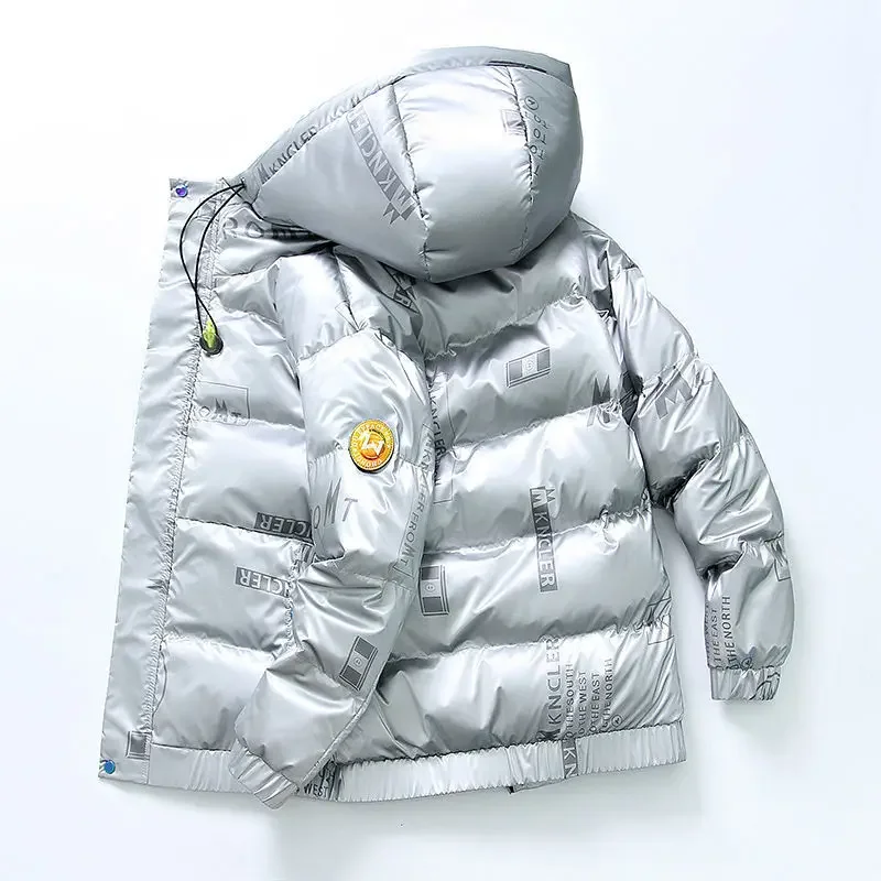 New Winter Men Hooded Puffer Jackets Shiny Down Coats Casual Parkas Quality Male White Duck Down Outdoor Windproof Jackets 4XL