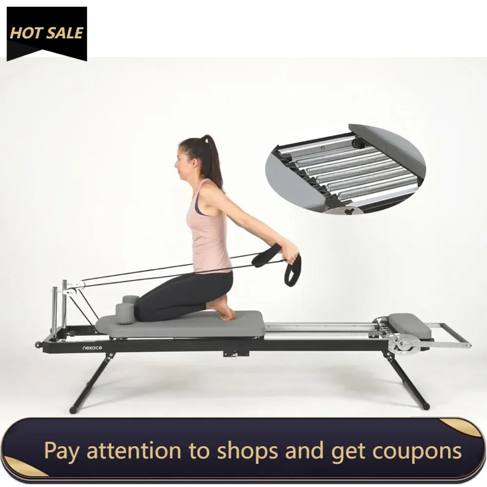 

Pilates Reformer Machine Equipment with Spring for Home Workout,Foldable Reformer Pilates for Beginner ,Big Size