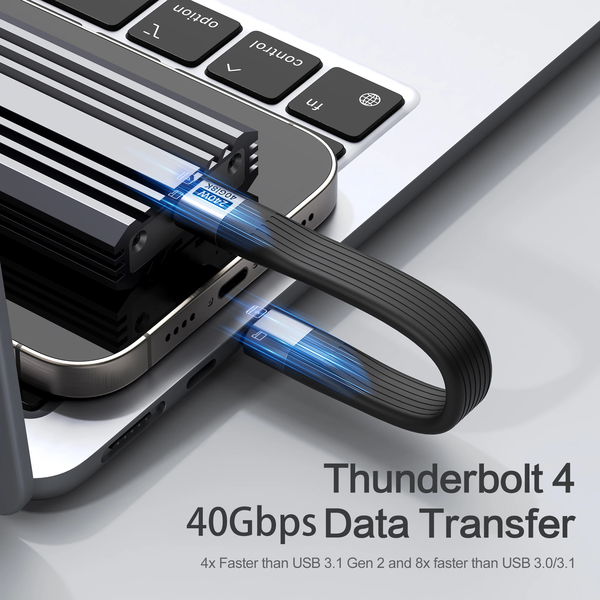 سلسلة المفاتيح المحمولة USB 4 كابل بيانات PD 240 واط 5A نوع C سلك شحن سريع 40 جيجابت في الثانية نقل البيانات Thunderbolt 3/4 8K @ 60 هرتز آيفون