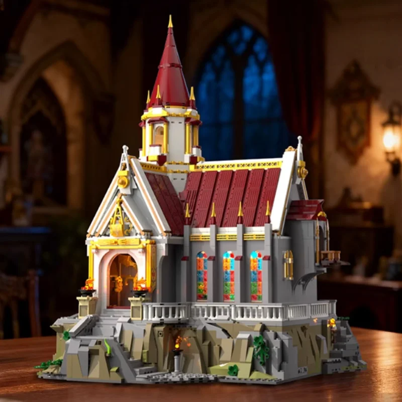 Série medieval montada blocos de construção rei tesouro casa construção brinquedo modelos coleção ornamentos presentes aniversário