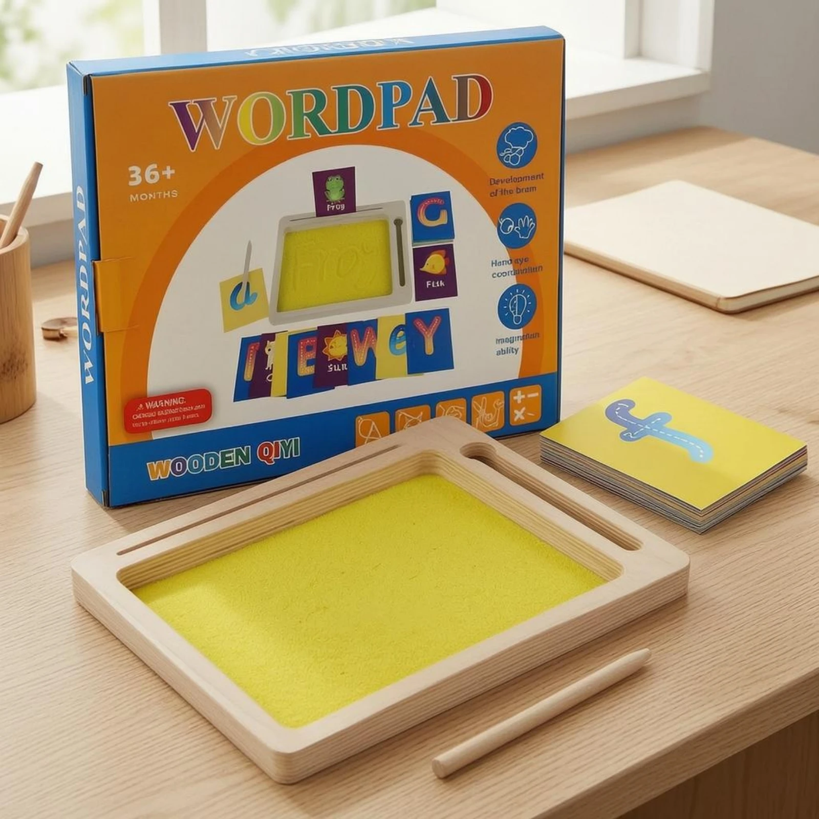 

Sand Writing Tray Natural Wood Educational Sand Tray Early Learning Toy Fine Motor Skills Hand-Eye Coordination