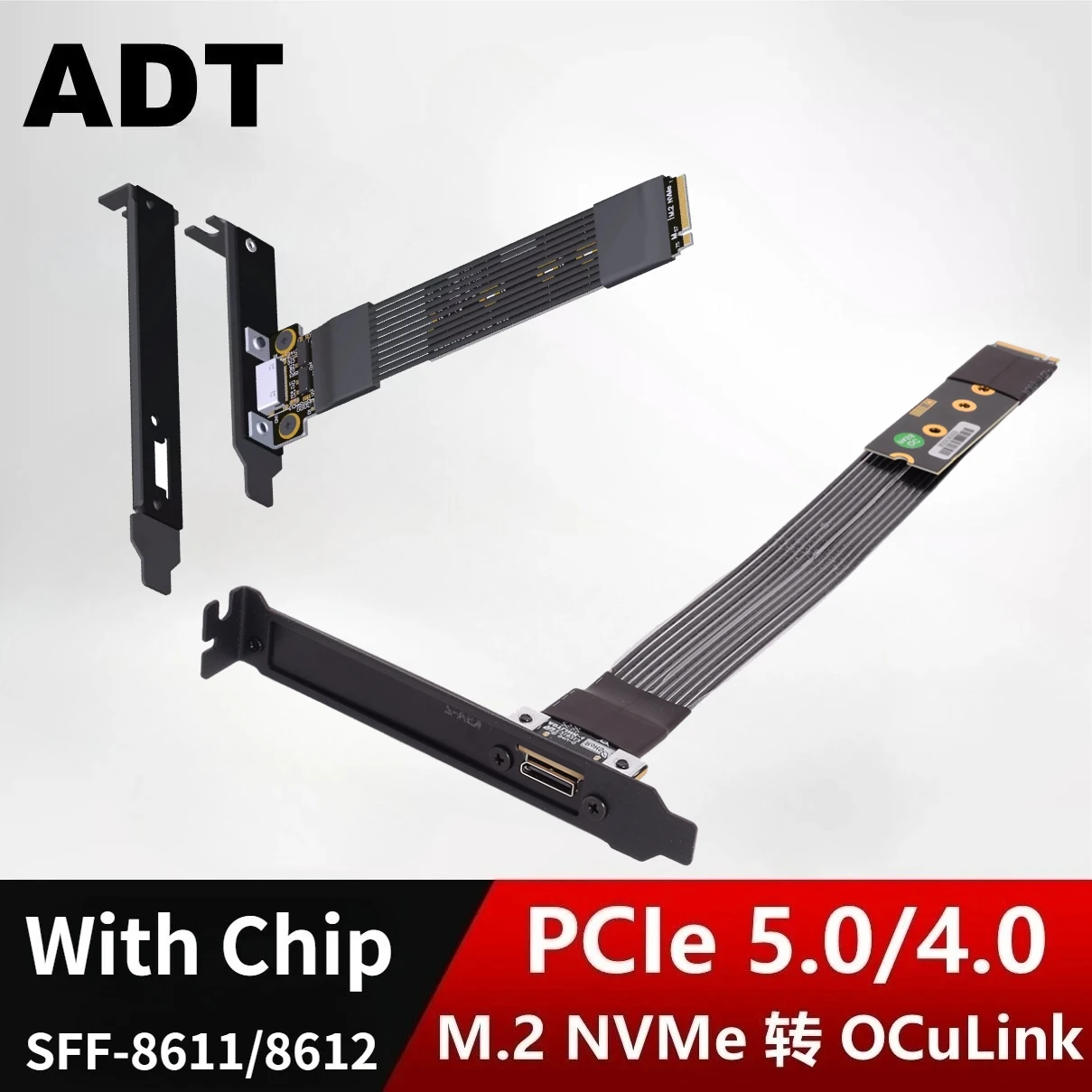 K49SQ PCIe 5.0 X4 M.2 NVMe To OCuLink Riser Cable SFF-8611 SFF8612 Adapter Gen5 128Gbps For Graphics Card External GPU Dock EGPU