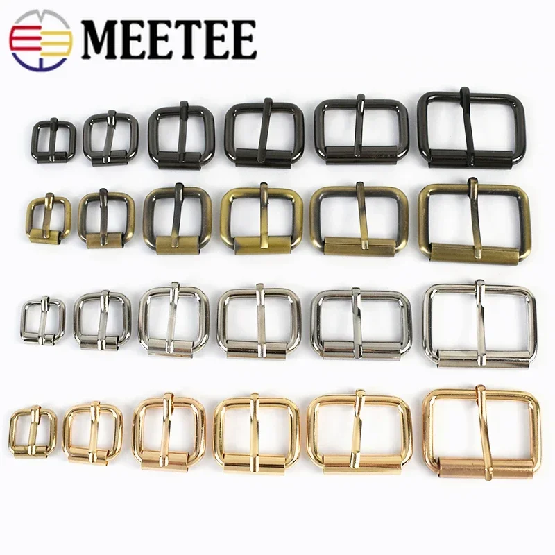 10/20Pcs Meetee 13-38mm Metal Buckles for Belt Roller Pin Buckle Bag Strap Adjustable Slider Ring Clasp DIY Hardware Accessories