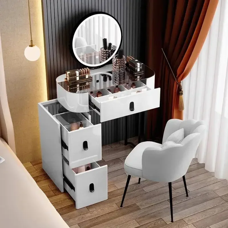 

Europe Storage Makeup Vanity Desk Simple Glossy Mirror Vintage Makeup Vanity Desk Cheap Corner Kaptafel Furnitures For Bedroom