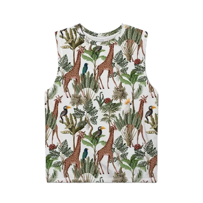 

Summer Jungle Giraffe 3D Printed Tank Top For Men Clothes Hawaiian Kids Vest Vintage Hip Hop Waistcoat Funny Animal Aloha Tops