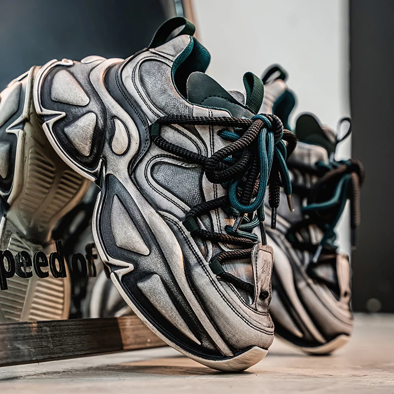 

Fashion Chunky Sneaker Men Designer Sport Shoes Casual Microfiber Leather Fabric Breathable Height Increased Platform Sneakers