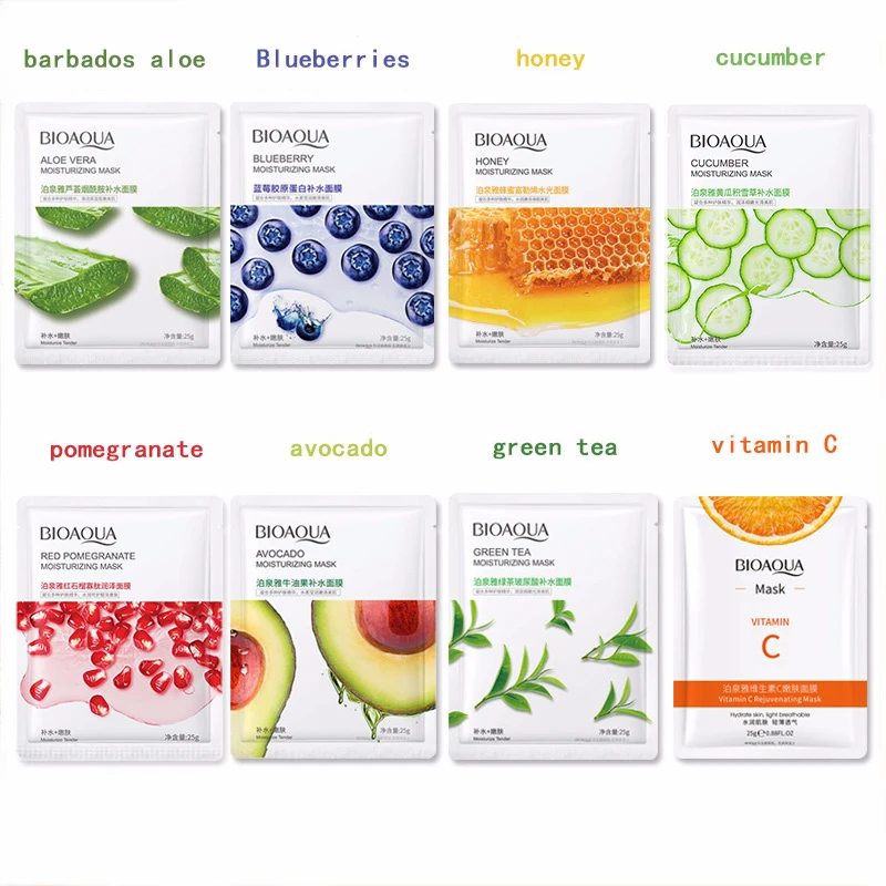 BIOAQUA Pomegranate Facial Mask Improved Drying Moisturizing Aloe Shrinking Pore Honey Moisturizing Cucumber Facial Mask