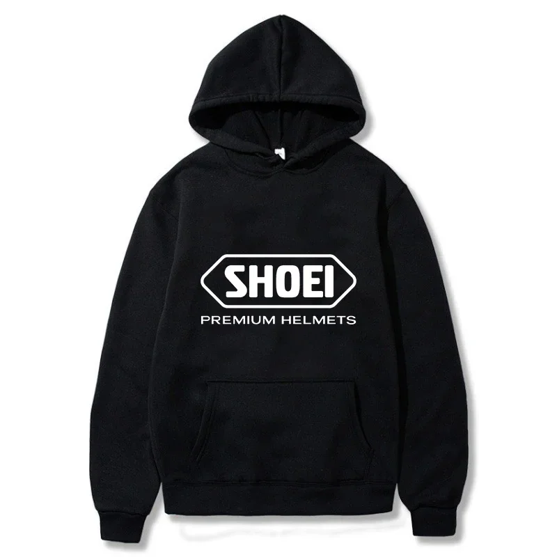 Shoei Hoodie Motorcycle Helmet Racing Rider Biker Streetwear Aesthetic Black Oversized Casual Sweatshirt Long Sleeve