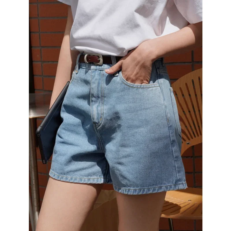 Summer Wide Leg Denim Shorts Jeans Pants Women Loose Korean Version Retro Casual High Waist Light Thin Slim Hot Fashion Clothing