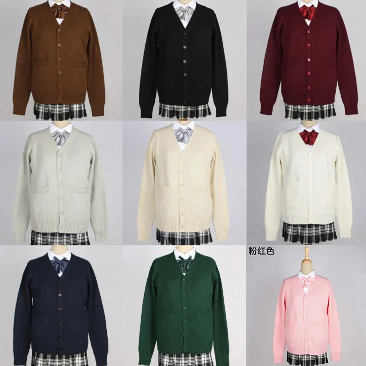 Xixiang Chaoyue Clothing Japanese V-neck long sleeved cardigan JK uniform 7-needle thick sweater in stock