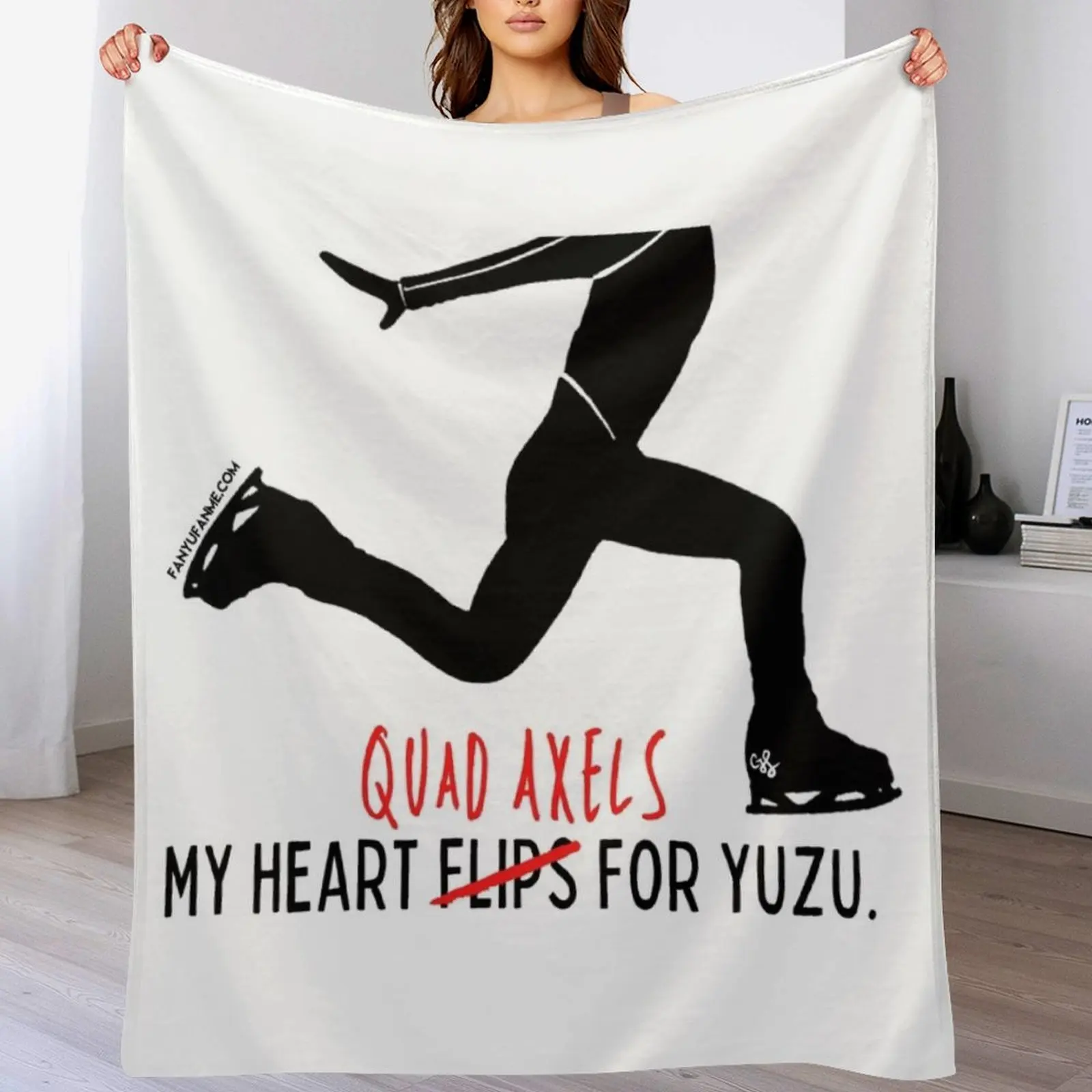 FanyuFanme - My Heart Quad Axels For Yuzu - Yuzuru Hanyu Throw Blanket Thermal Sofa Quilt Warm Blankets