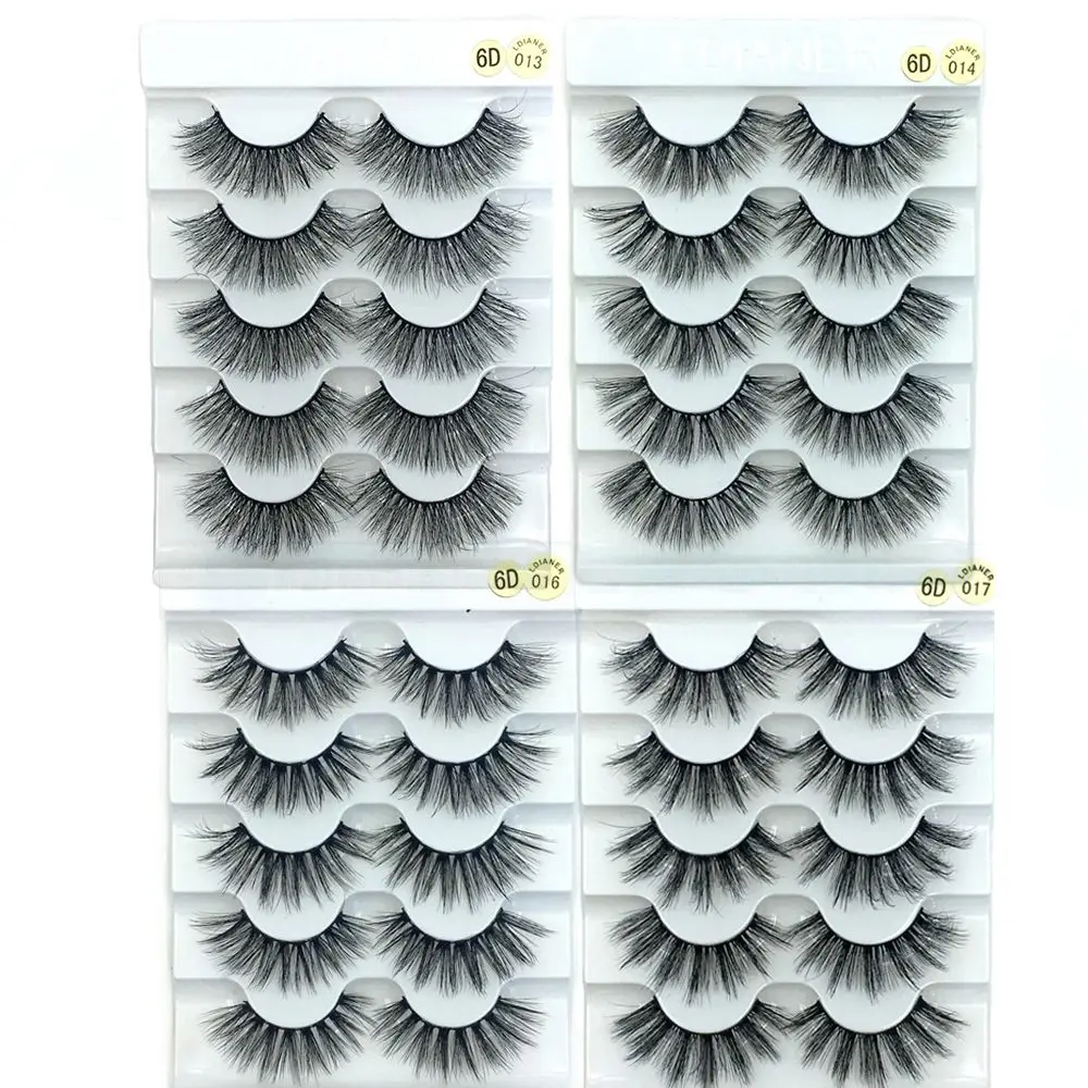 5 Pairs Eye Makeup Tools Fluffy Multilayers  Natural Long False Eyelashes 6D Faux Mink Hair Crisscross Eye Lash Extension