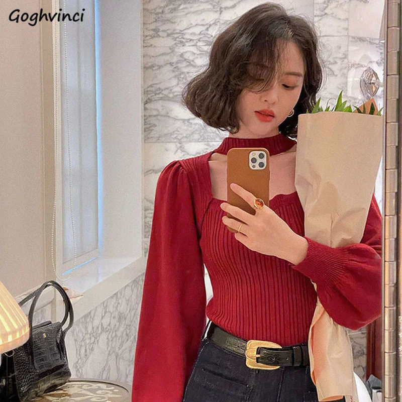 Pullovers Women Solid All-match Casual Elegant Gentle Retro Vintage Stretchy Square Collar British Style Свитер Simple Basic Ins