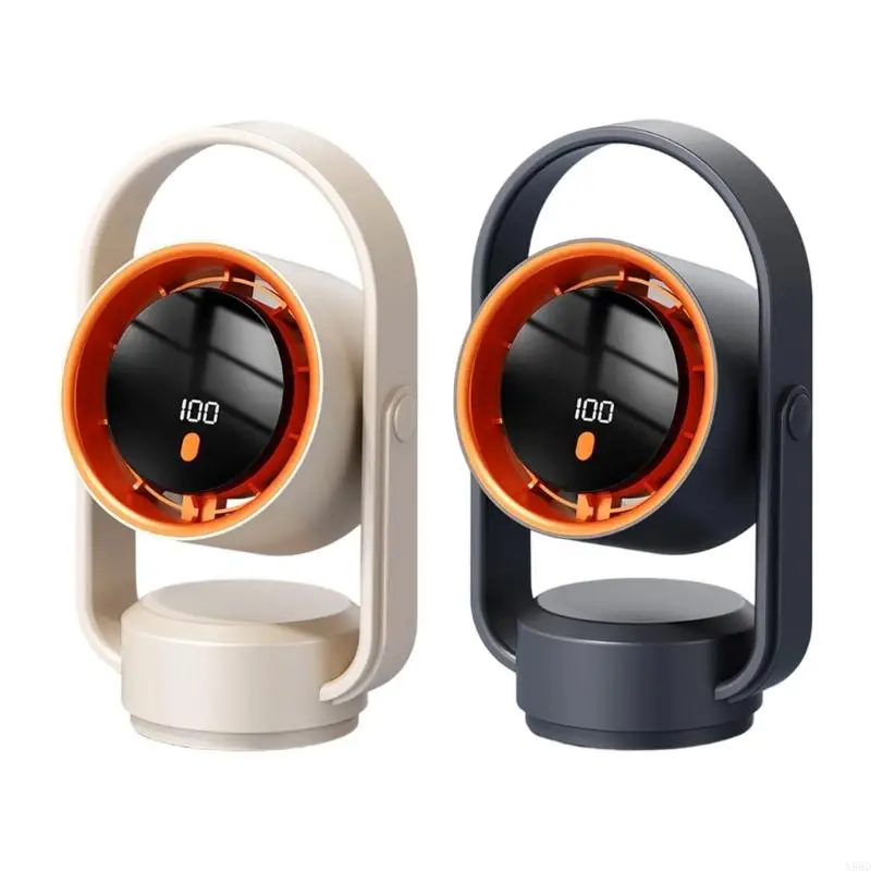 

USB Portable Desk Fan with Digital Display and 1800mAh Battery Cooling Fan Suitable for Travel Office and Home Use N58D