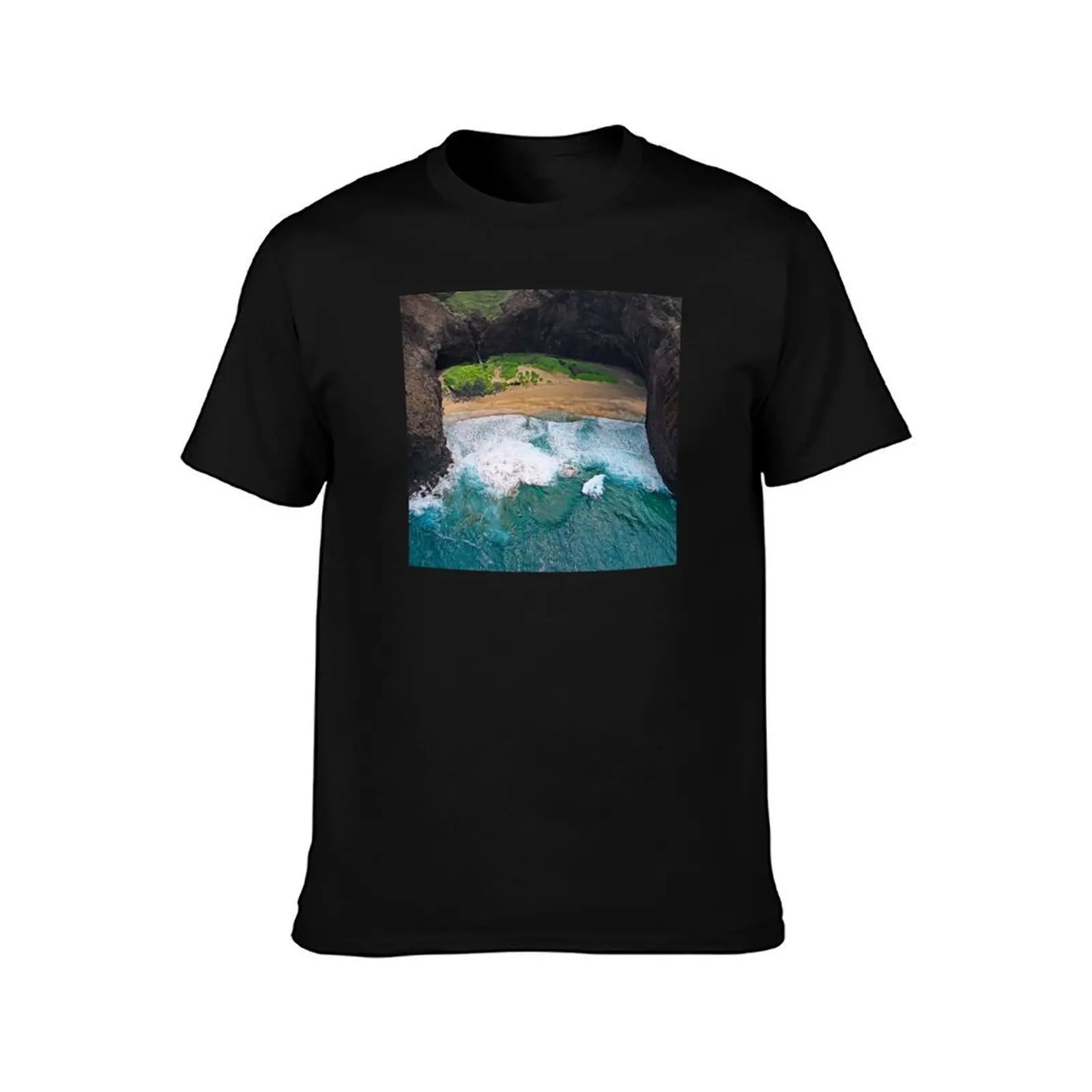 Hawaii Island's Most Romantic Beach: Art Photo T-Shirt, Summer Casual Cotton Tee, Oversized Streetwear Tops, Unisex Men Women