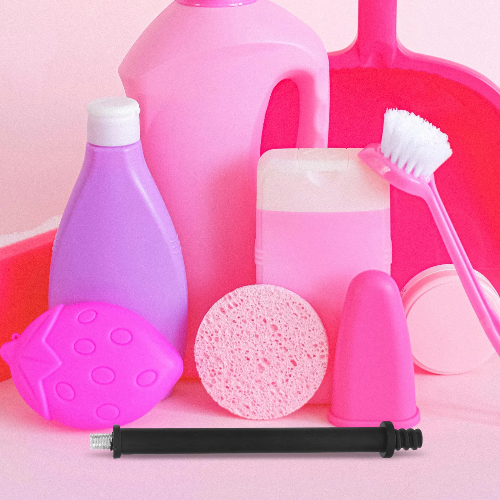2Pcs Toilet Brush Handle Replacement Plastic Iron Construction Toilet Brush Accessories Easy Clean Replacement Handle Long Pole