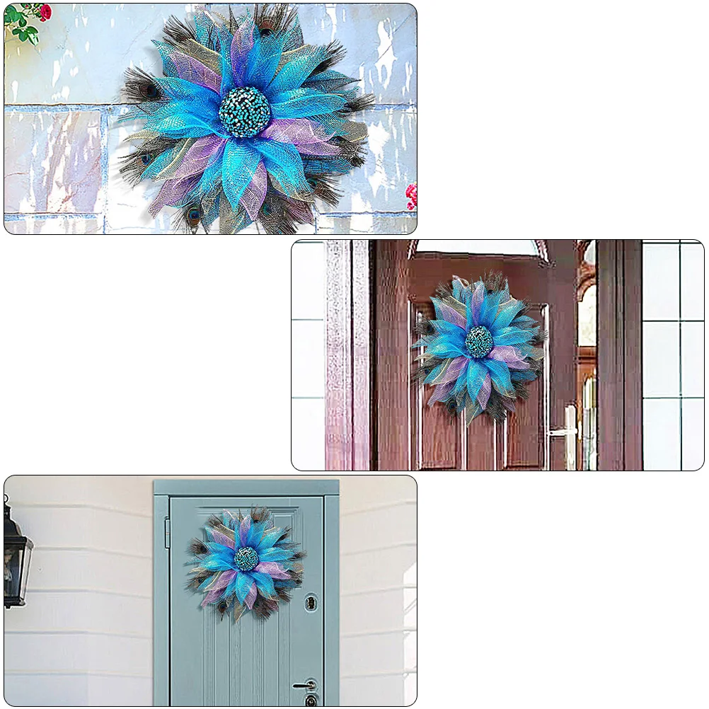 

1Pcs Simulated Wreath Blue Decorative Door Pendant Festival Hanging Garland Home Party Supply No Fading