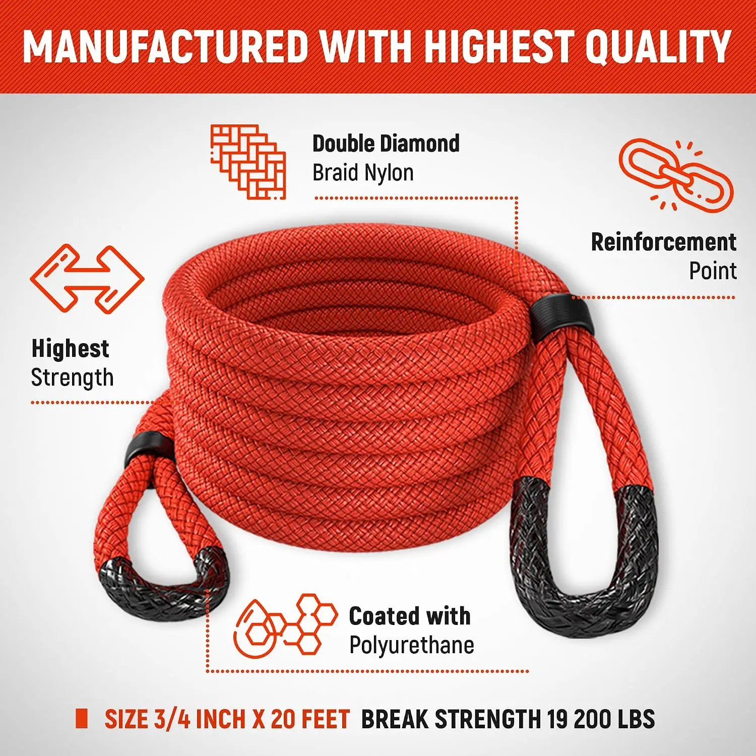 Kinetic Recovery Tow Rope 3/4