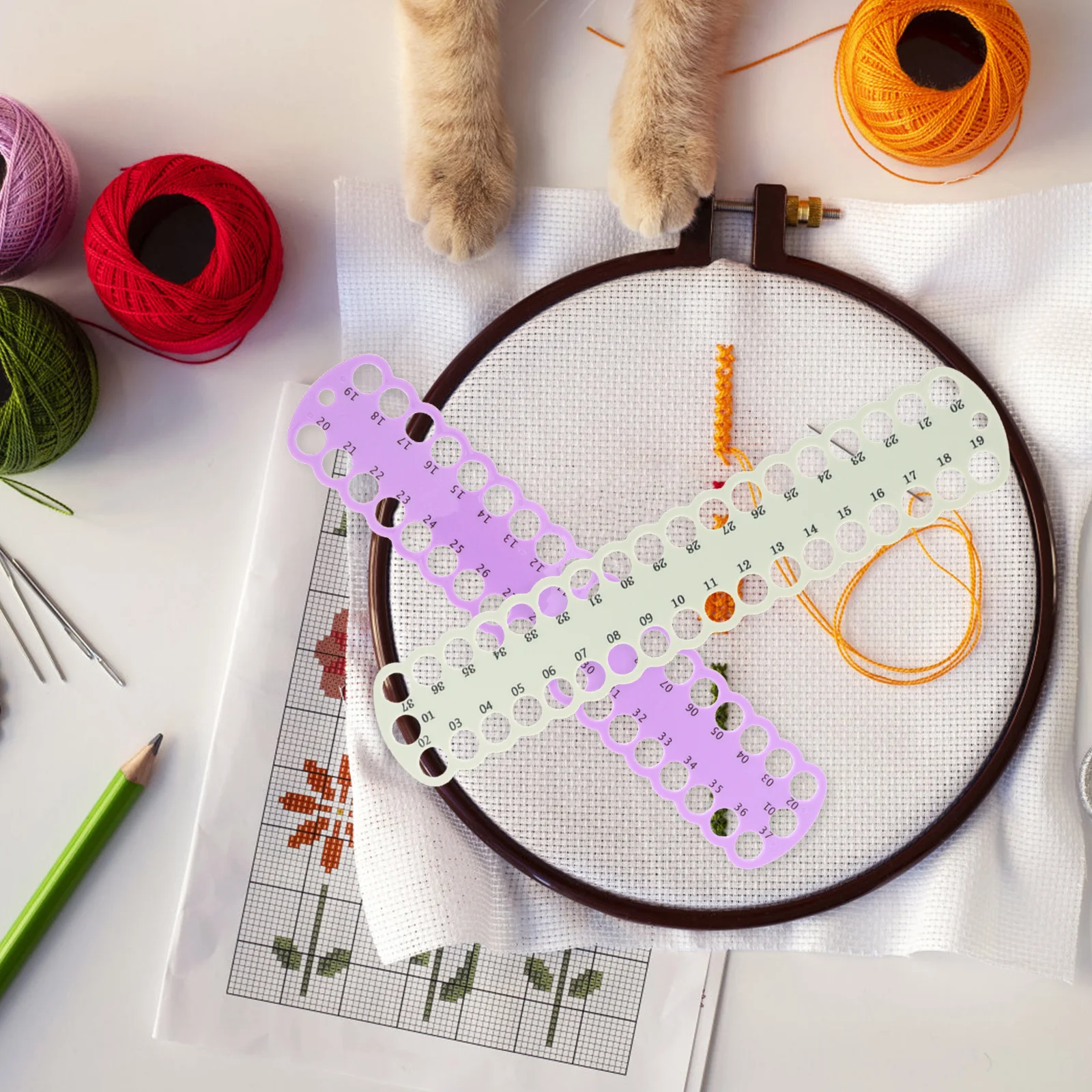 

6Pcs Compact Thread Organizer Wear-Resistant Floss Holder Cross-Stitch DIY Tool Floss Organizer Household Thread Holder