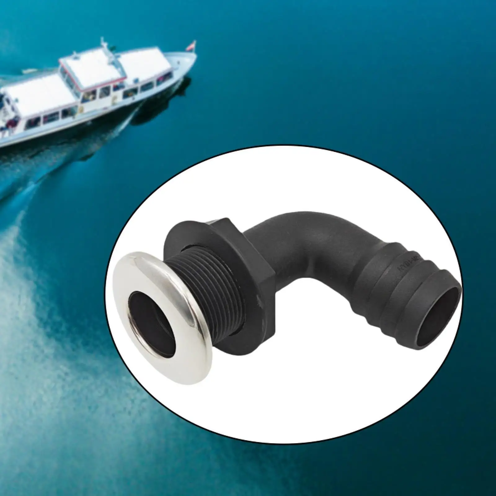 

90 Degree Thru Hull Fitting PP Plastic Marine Drain Hose Connector Wear Resistant Boat Plumbing Accessory for Yacht Bilge Pump